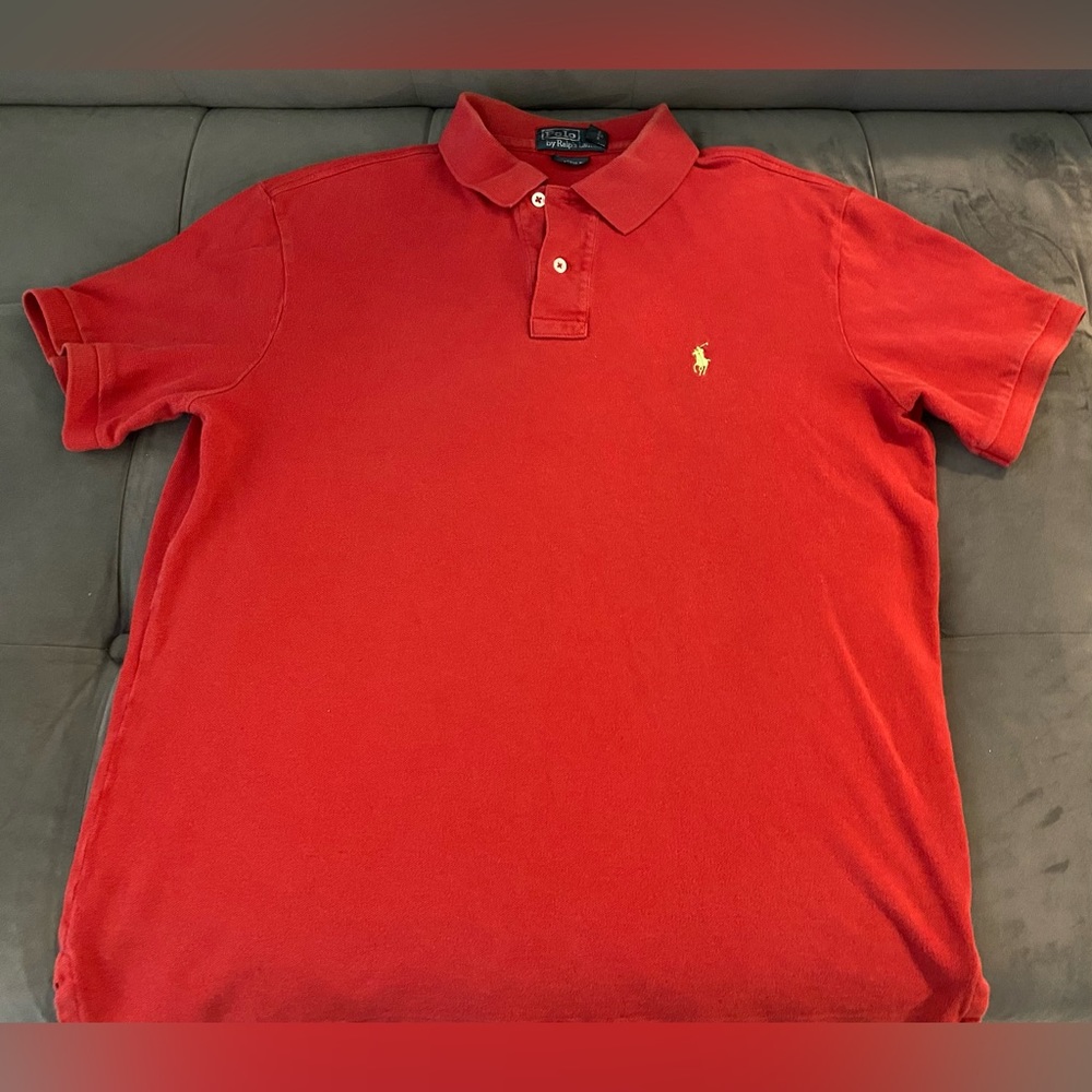Men Large Red Polo Shirt used